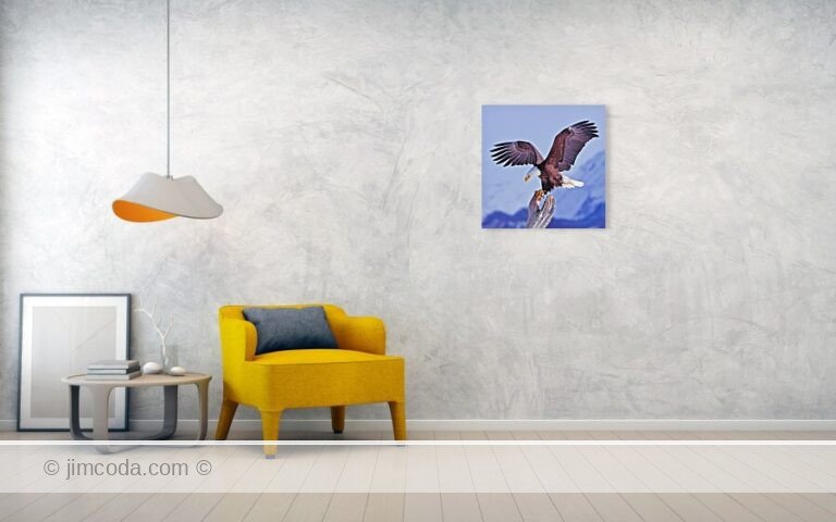 Fine art photo print example in living room