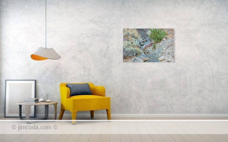 Fine art photo print example in living room