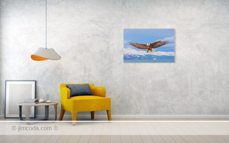 Fine art photo print example in living room