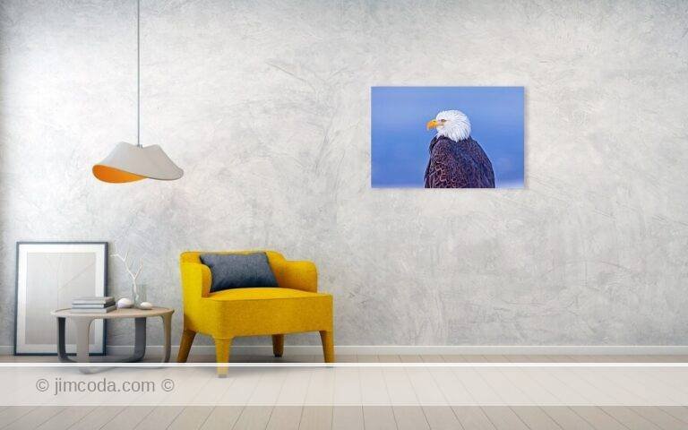 Fine art photo print example in living room