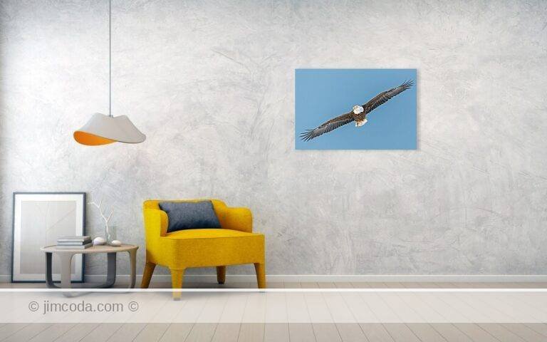 Fine art photo print example in living room