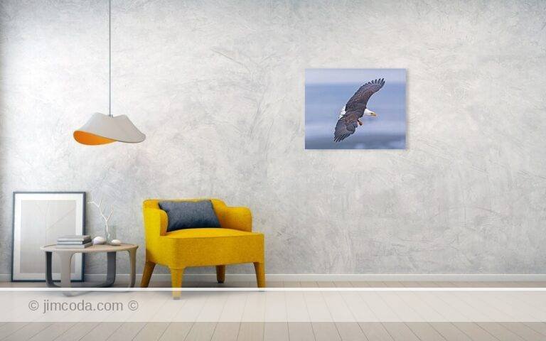 Fine art photo print example in living room