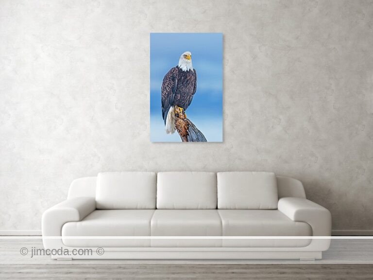 Fine art photo print example in living room