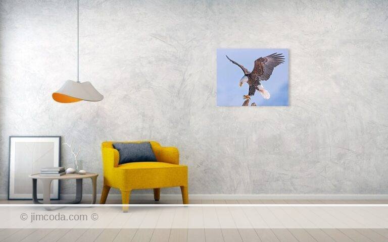 Fine art photo print example in living room
