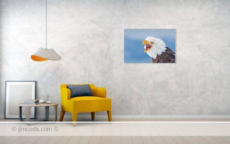 Fine art photo print example in living room