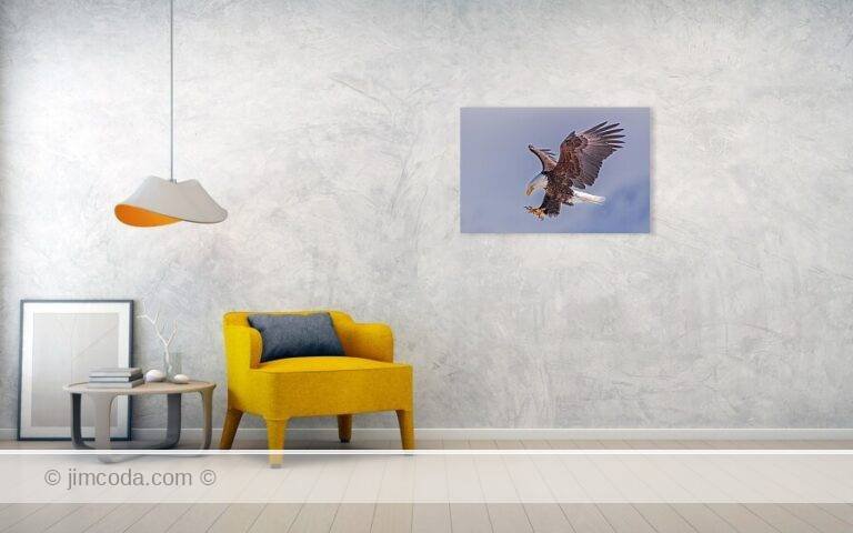 Fine art photo print example in living room