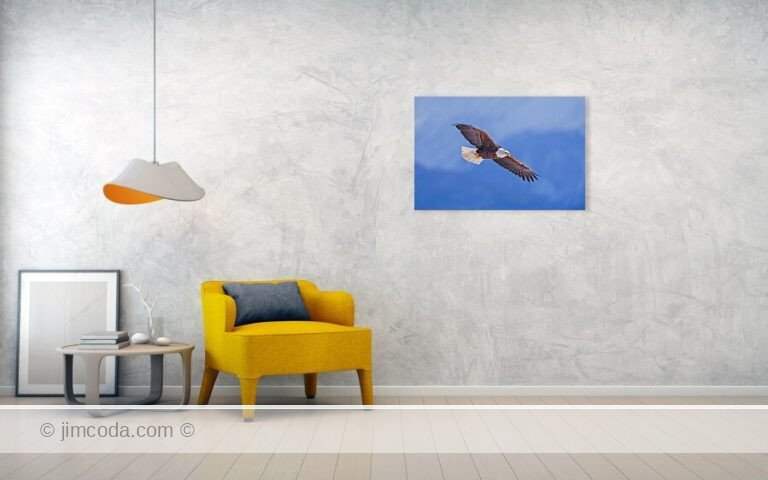 Fine art photo print example in living room