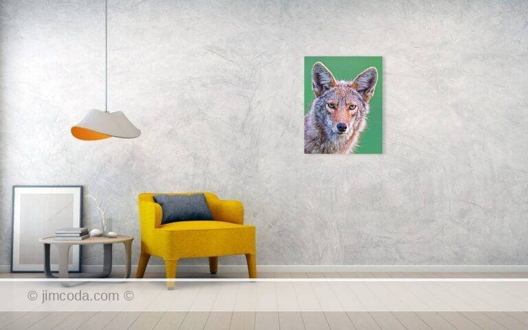 Fine art photo print example in living room