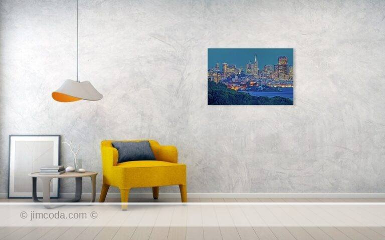 Fine art photo print example in living room