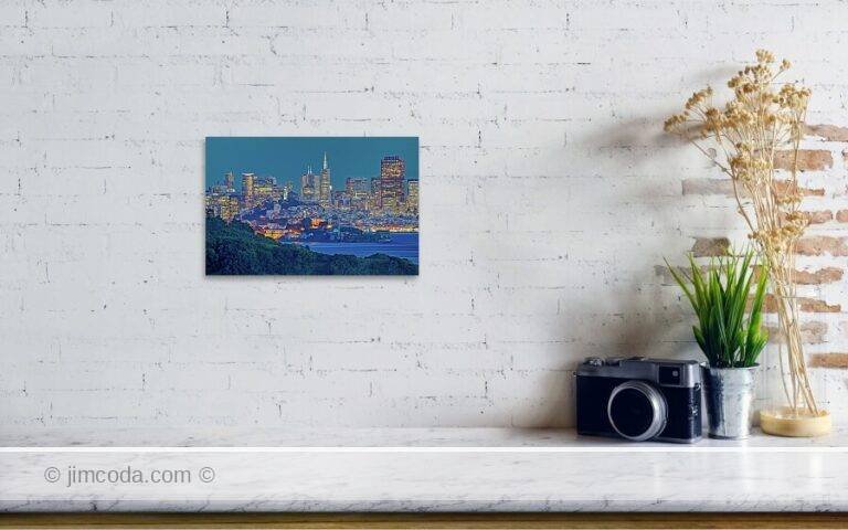 Fine art photo print example in living room