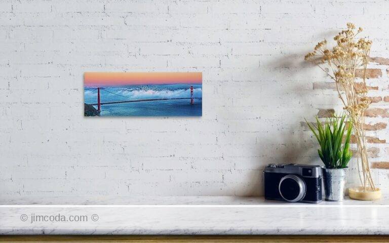 Fine art photo print example in living room