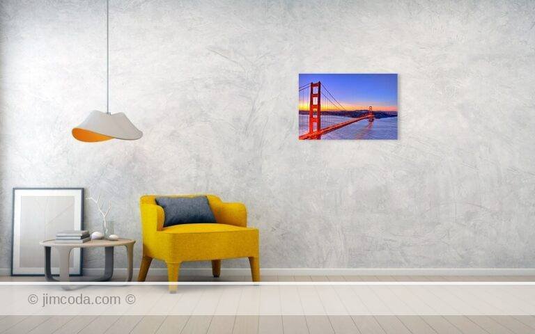 Fine art photo print example in living room