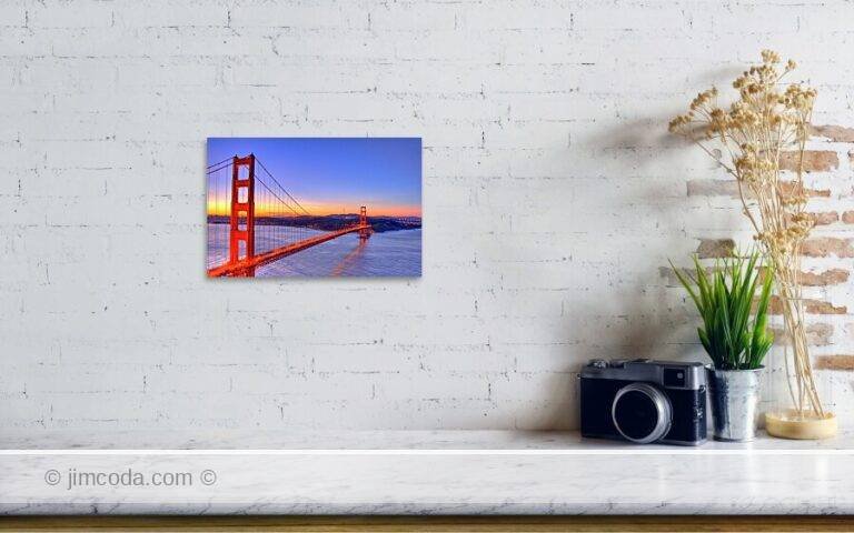 Fine art photo print example in living room