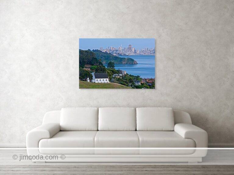 Fine art photo print example in living room