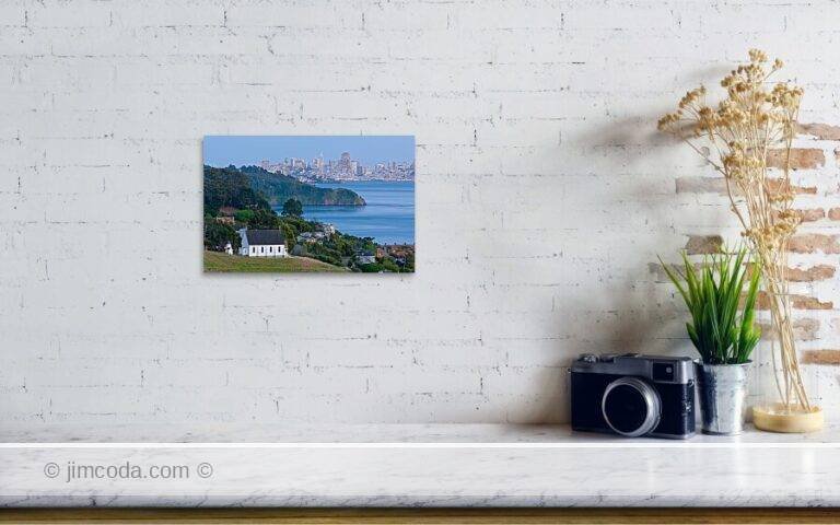 Fine art photo print example in living room