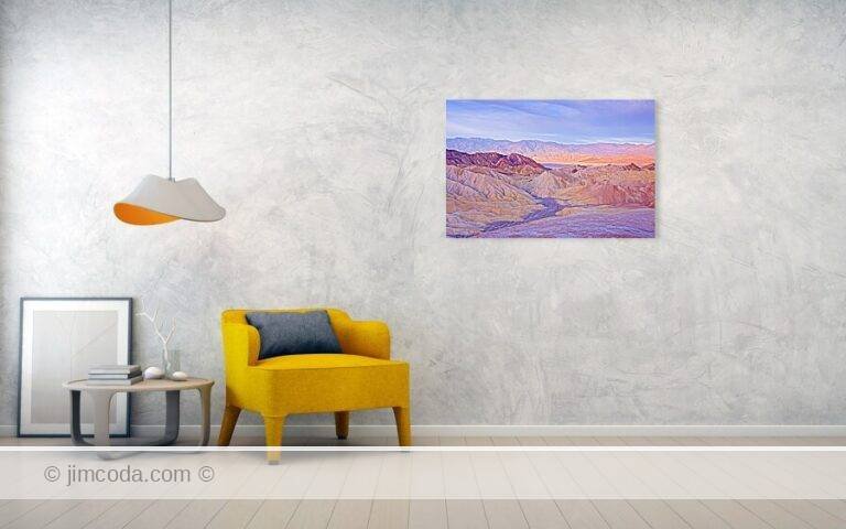 Fine art photo print example in living room