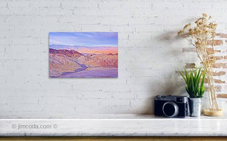 Fine art photo print example in living room