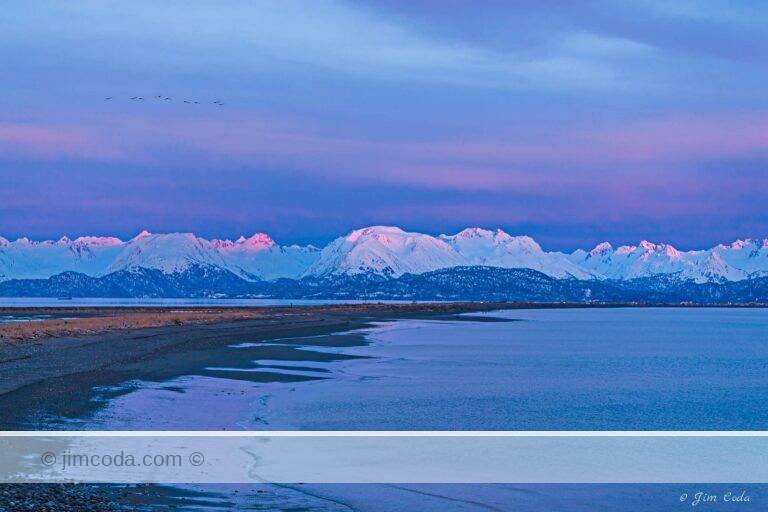 This is a photo of the Homer Spit looking south from the town of Homer.