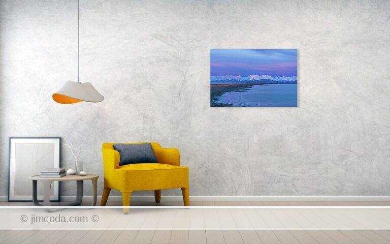 Fine art photo print example in living room