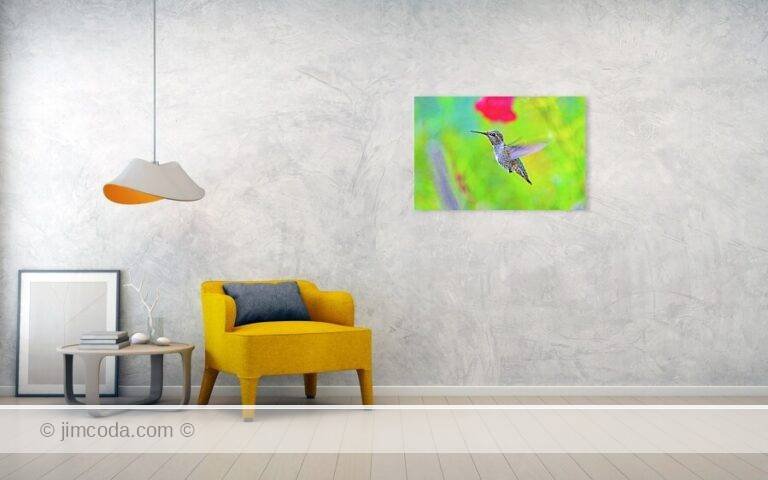 Fine art photo print example in living room