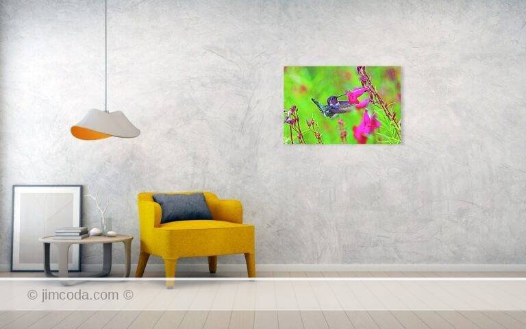 Fine art photo print example in living room
