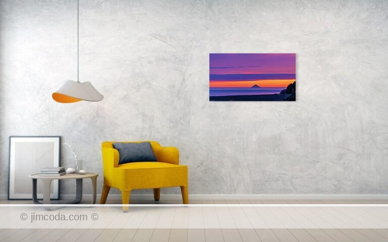 Fine art photo print example in living room