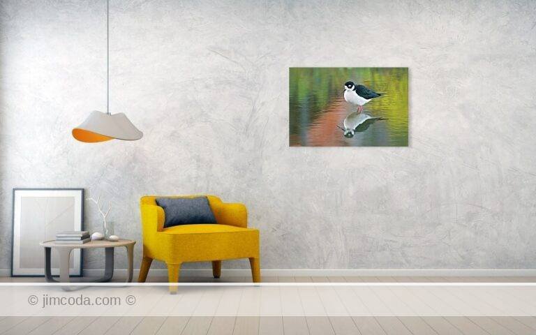 Fine art photo print example in living room