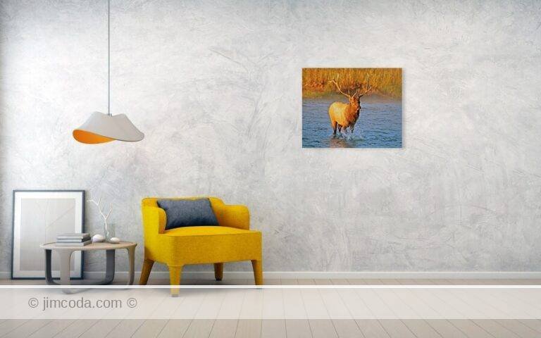 Fine art photo print example in living room