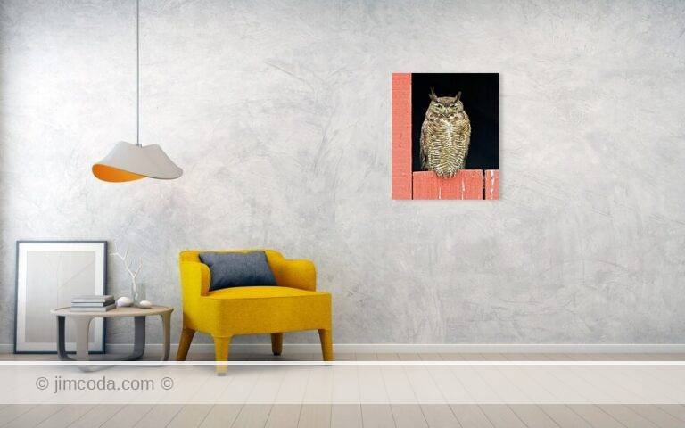 Fine art photo print example in living room