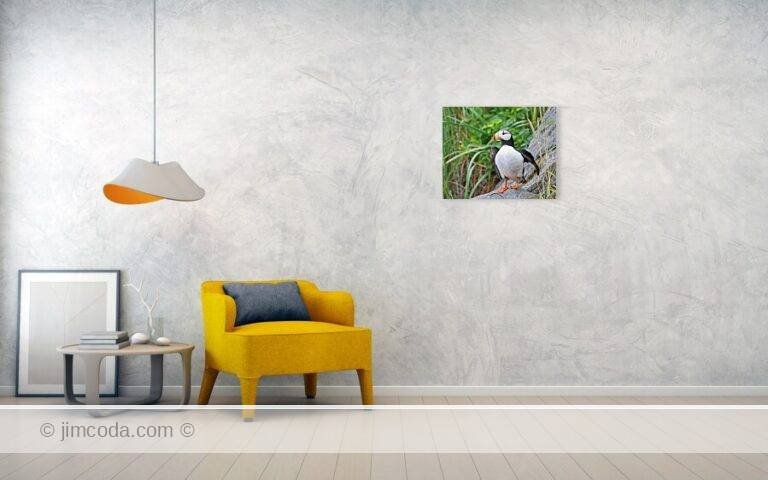 Fine art photo print example in living room