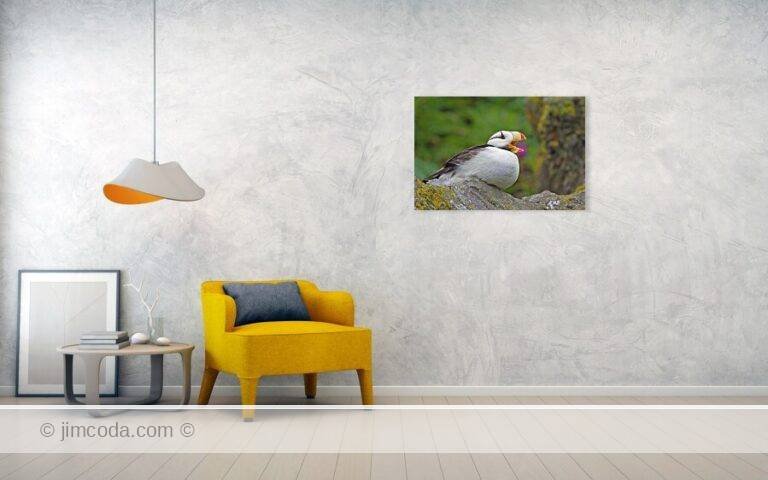 Fine art photo print example in living room