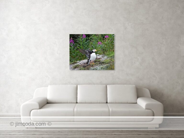 Fine art photo print example in living room