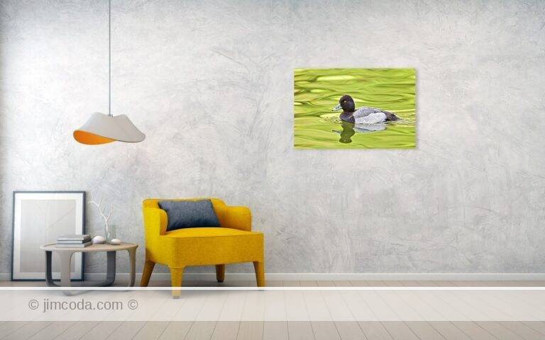 Fine art photo print example in living room