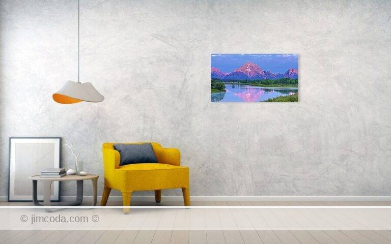Fine art photo print example in living room