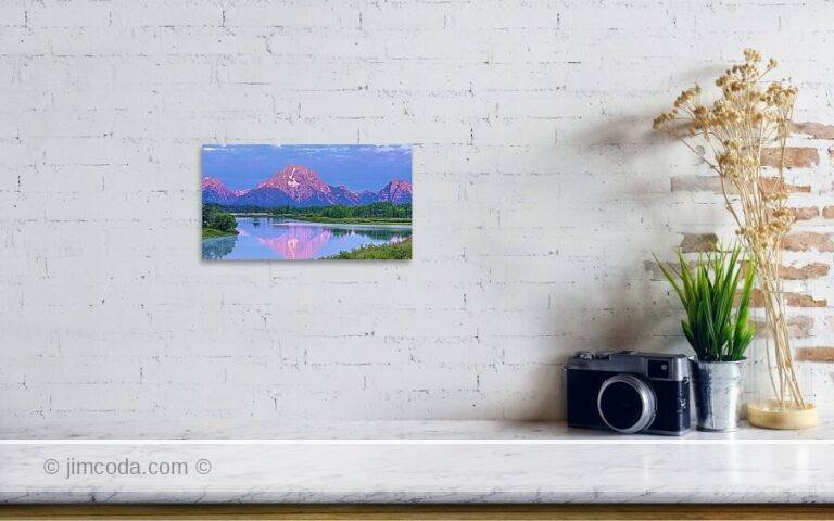 Fine art photo print example in living room