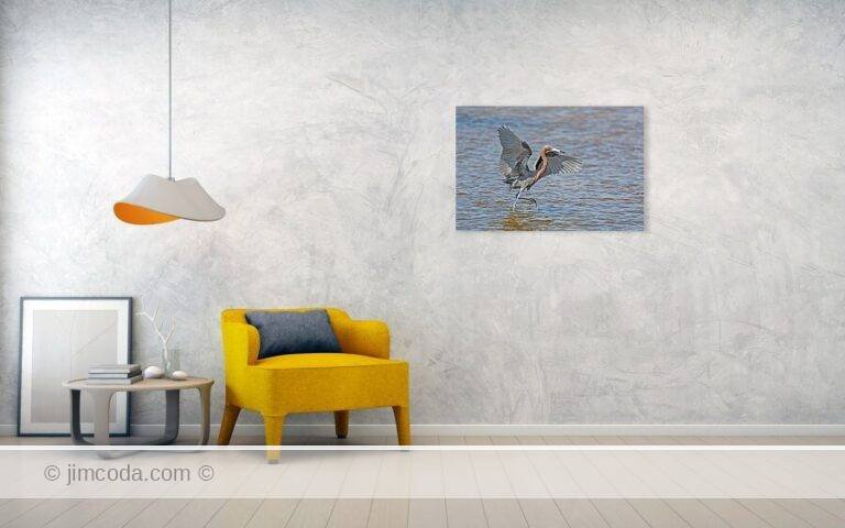 Fine art photo print example in living room