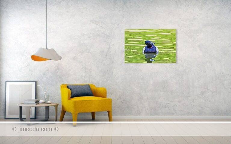 Fine art photo print example in living room