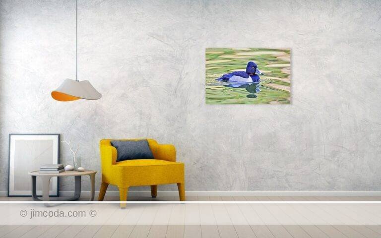 Fine art photo print example in living room