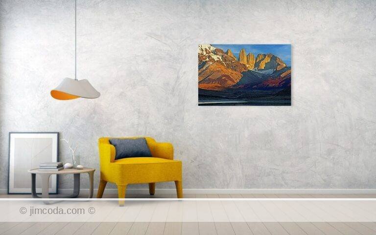 Fine art photo print example in living room