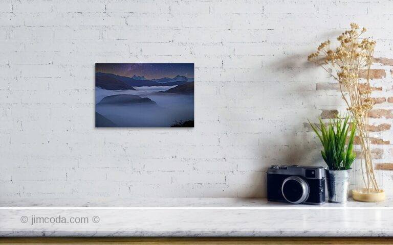 Fine art photo print example in living room