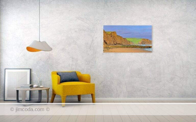 Fine art photo print example in living room