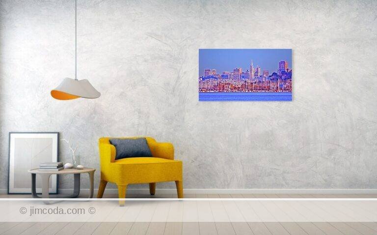 Fine art photo print example in living room