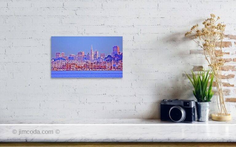Fine art photo print example in living room