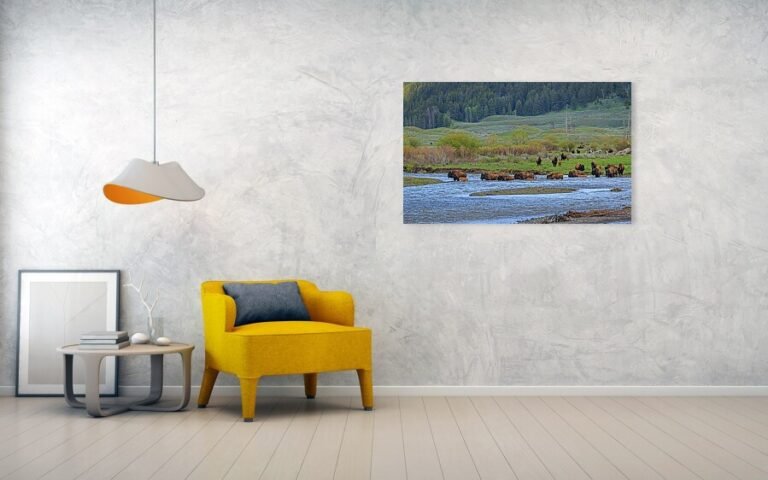 Fine art photo print example in living room
