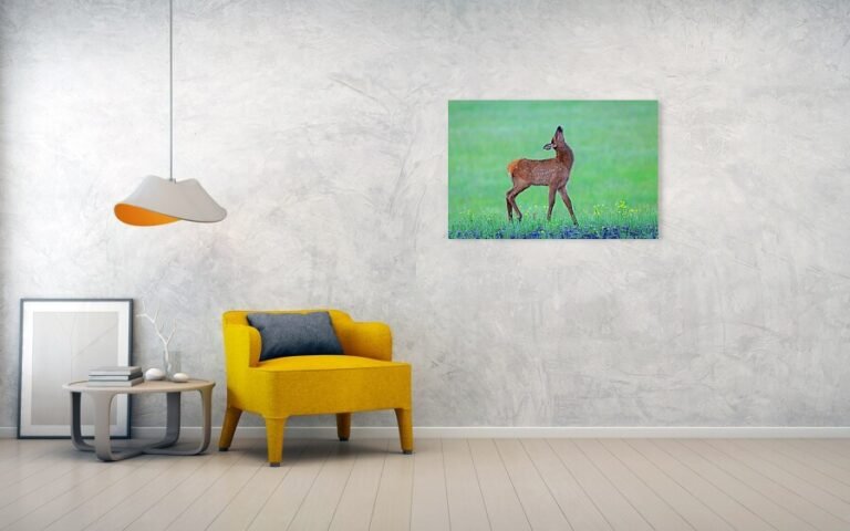 Fine art photo print example in living room