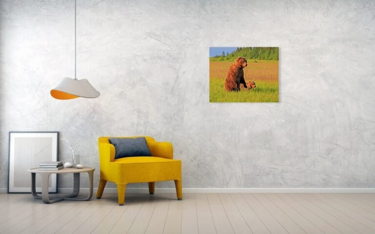 Fine art photo print example in living room